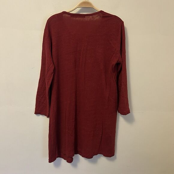 Gudrun Sjoden Dress Large 3/4 Sleeve 100% Linen Red Lagenlook Relaxed - Desc - Picture 5 of 8